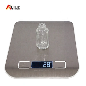 Wholesale factory clear 10ml octagonal essential oil glass bottle with gold aluminum covered screw cap