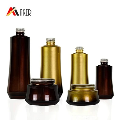 Custome wholesale glass cosmetic skin care lotion bottle 30ml 60ml 100ml 120ml glass jar personal care cosmetic set packaging