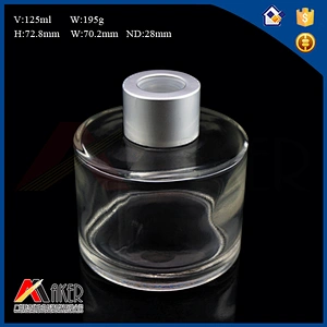 Wholesale empty 100ml round clear aroma reed diffuser glass bottle
