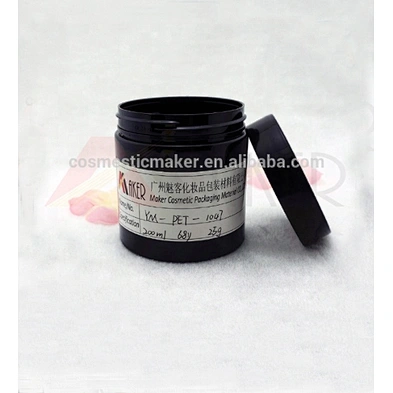 wholesale empty 200ml black cylinder pet Plastic Cosmetic Cream Jar with screw cap