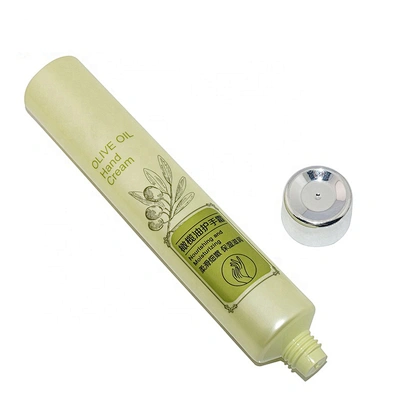 60ml LDPE plastic cosmetic hand cream tube packaging with silver aluminum covered screw cap