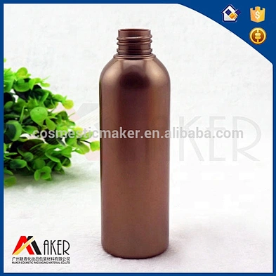 Wholesale amber 200ml round plastic PET shampoo lotion bottle with pump