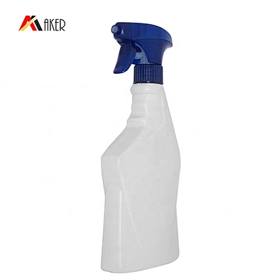 Customized empty 500ml white color special shape PE plastic liquid detergent bottle with trigger sprayer