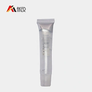 Empty wholesale custom 15ml clear oval plastic cosmetic lip gloss tube container packaging