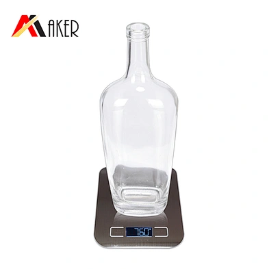 New empty square clear 750ml whisky glass wine bottles vodka bottle  with gold aluminum covered polymer rubber stopper