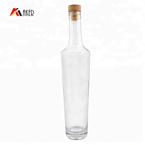 550ml clear crystal transparent glass round whisky bottle packaging with cork