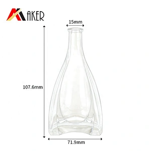Wholesale unique shape 500ml crystal white glass wine bottle empty brandy XO bottle with rubber stopper