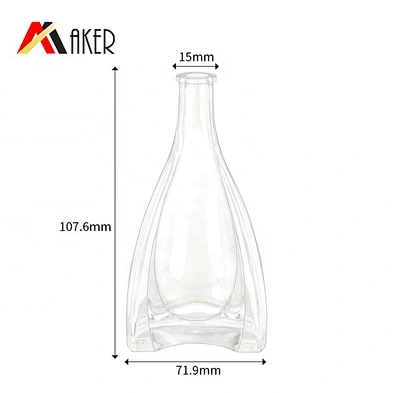 Wholesale unique shape 500ml crystal white glass wine bottle empty brandy XO bottle with rubber stopper