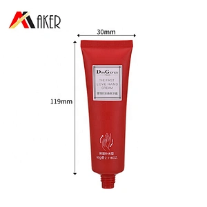 Newest design cosmetic packaging 60g empty red plastic hand cream tube