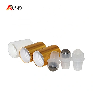 Empty mini size round 8ml clear oil perfume roll on glass bottle with gold color cap