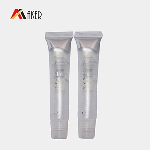 Empty wholesale custom 15ml clear oval plastic cosmetic lip gloss tube container packaging