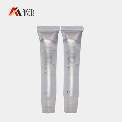 Empty wholesale custom 15ml clear oval plastic cosmetic lip gloss tube container packaging