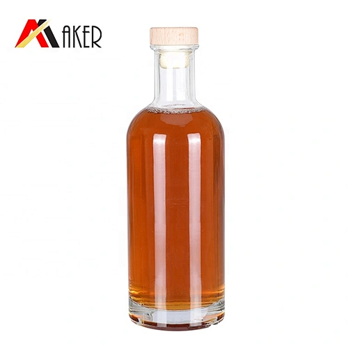 2020 New arrival factory wholesale price 700ml clear boston shape empty glass wine bottle with stopper