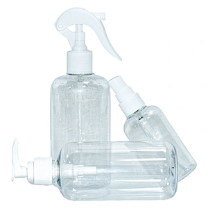 Custom HDPE PET PETG plastic handwash / sanitizer spray bottles with trigger sprayer / lotion pump