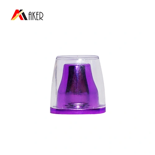 Custom Non Spill 9mm oval purple double acrylic screw cap for cosmetic tube
