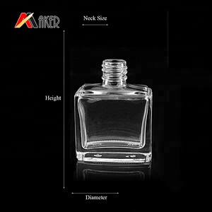 Wholesale clear 10 ml custom design empty square gel nail polish bottle with brush