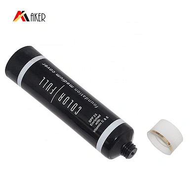 Factory price round 100ml black color liquid foundation bb cream cosmetic packaging tube with screw cap