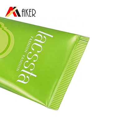Round soft 50ml green cosmetic hand cream squeeze laminated aluminum plastic tube with acrylic cap