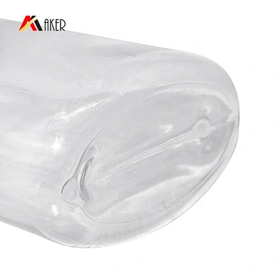 Wholesale 100ml clear empty baby talcum powder PETG plastic bottle with black plastic screw cap and plug