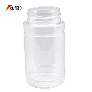 Round clear 100ml PET plastic medicine pill bottle with child tamper proof cap