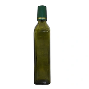 Empty 500ml dark green square glass olive oil bottle with sealing