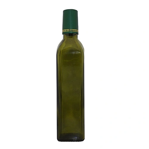 Empty 500ml dark green square glass olive oil bottle with sealing