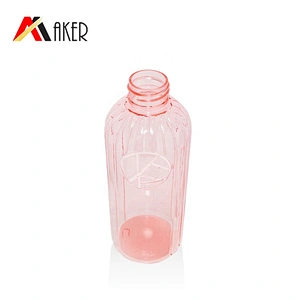 2019 Newest luxury design 350ml semi transparent pink plastic cosmetic pet bottle with pump
