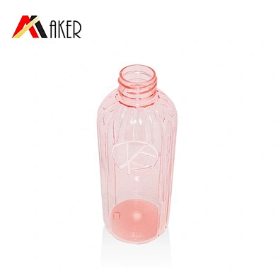 2019 Newest luxury design 350ml semi transparent pink plastic cosmetic pet bottle with pump