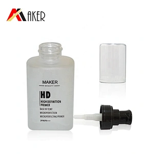 New design 30ml frosted square glass lotion bottle facial toner bottle with black plastic cream pump and whole cover