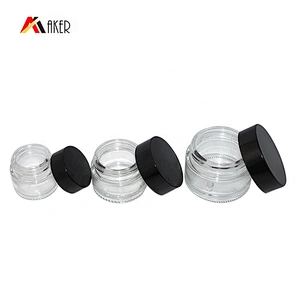 Mini size empty clear round 9ml 10ml 20ml cosmetic glass cream jar with black screw cap