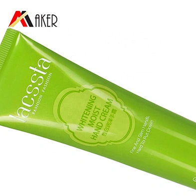 Round soft 50ml green cosmetic hand cream squeeze laminated aluminum plastic tube with acrylic cap