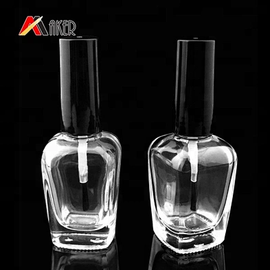Wholesale custom shape clear empty 15ml nail polish glass bottle with brush
