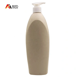 600ml Solid gray HDPE plastic shampoo bottle packaging with white lotion pump