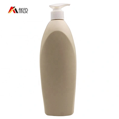 600ml Solid gray HDPE plastic shampoo bottle packaging with white lotion pump