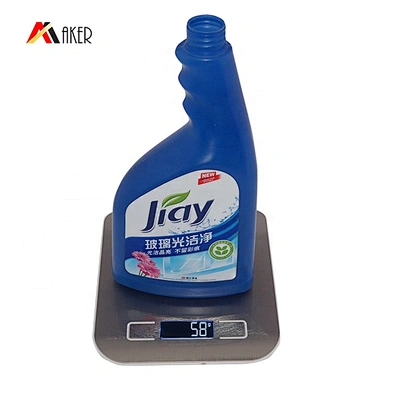Flat shape 350ml 600ml hdpe plastic liquid detergent bottle with trigger sprayer