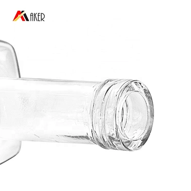 Custom clear square 500ml whisky glass wine bottle liquor bottle with gold aluminum covered rubber stopper