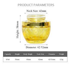wholesale 50g  2oz  gold alumite cap glass lotion eye cosmetic packaging skincare cream jar