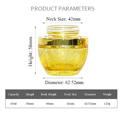wholesale 50g  2oz  gold alumite cap glass lotion eye cosmetic packaging skincare cream jar