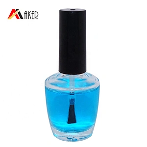 wholesale empty clear 15ml oval nail polish glass bottle with black brush screw cap