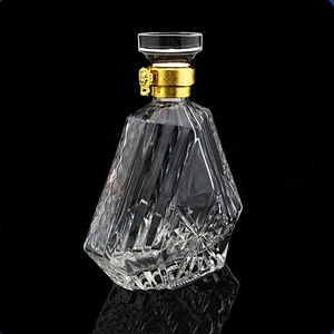 500ml clear empty XO brandy glass wine bottle packaging with round glass top rubber stopper