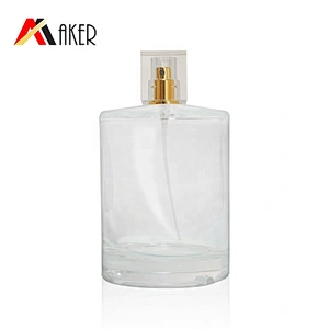 China factory empty 100ml clear cylinder glass perfume bottle packaging with gold aluminum sprayer