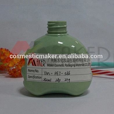 Wholesale special shape green PET 250ml Shampoo Plastic Bottle with lotion pump