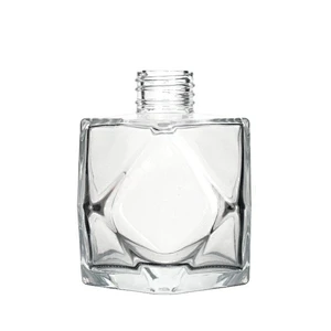 Unique Square Shape 200ml Clear Hanging Aroma Reed Diffuser Glass Bottle For Decoration
