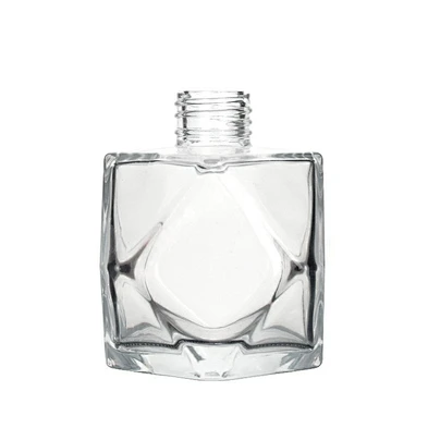 Unique Square Shape 200ml Clear Hanging Aroma Reed Diffuser Glass Bottle For Decoration