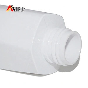 Empty 150ml white square PET cosmetic plastic bottle with gold sprayer