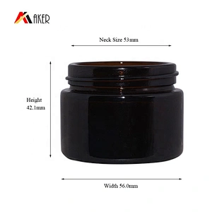 Factory supply empty 15g 25g 35g cosmetic cream amber glass jar with black lid