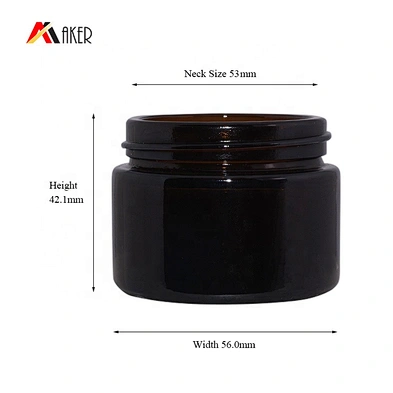Factory supply empty 15g 25g 35g cosmetic cream amber glass jar with black lid
