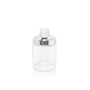 Luxury clear 100ml square cosmetic crystal glass serum oil bottle with electroplated press dropper