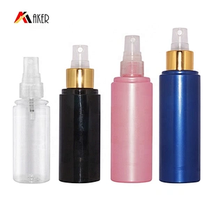 Empty 50ml 70ml 100ml 120ml black clear cylinder PET cosmetic skin care toner spray plastic bottle with mist sprayer