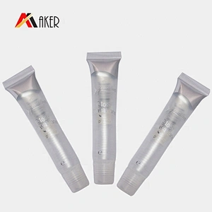 Empty wholesale custom 15ml clear oval plastic cosmetic lip gloss tube container packaging